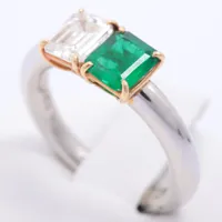 ギメル エメラルド ダイヤ リング 750(YG)×Pt950