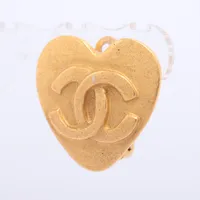 シャネル ココマーク ハート GP×ラインストーン ブローチ 02P ゴールド