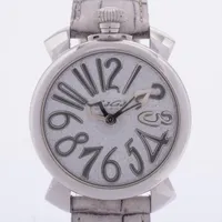 ガガミラノ マヌアーレ40mm SS×革 QZ ブラックシェル文字盤 A