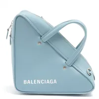 BALENCIAGA バレンシアガ トライアングル ロゴバッグ 2WAYバッグ ハンドバッグ ショルダーバッグ ブルー レザー シルバー金具 楽天市場】バレンシアガ トライアングルの通販