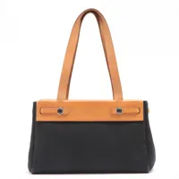 エルメス エールバッグ カバスPM トワルGM×カーフレザー ブラック シルバー金具