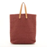 エルメス アメダバ ディアゴGM コットン×レザー ブラウン シルバー金具