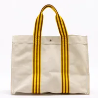 エルメス フールトゥ パースGM キャンバス ベージュ×イエロー シルバー金具