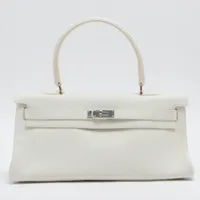 エルメス ショルダーケリー42 トリヨンクレマンス ホワイト シルバー金具