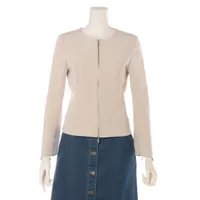 フォクシーニューヨーク トリアセテート ノーカラージャケット ベージュ