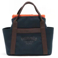 エルメス サックドパンサージュ グルーム キャンバス ネイビー シルバー金具