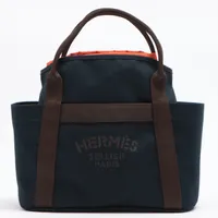 エルメス サックドパンサージュ グルーム キャンバス ネイビー シルバー金具