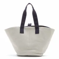 エルメス パニエドプラージュPM シェブロン×コットン パープル×ベージュ シルバー金具