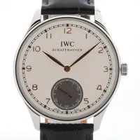 IWC ポルトギーゼ ハンドワインド IW545405 SS×社外革 手巻き アイスブルー文字盤 ＡＢランク