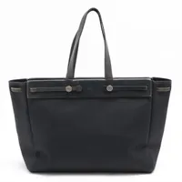 エルメス エールバッグ カバスMM トワルオフィシエ×カーフレザー ブラック シルバー金具