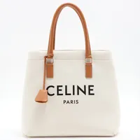 セリーヌ ホリゾンタルカバ キャンバス×レザー トートバッグ ベージュ