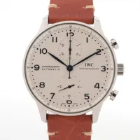 IWC ポルトギーゼ IW371446 SS×社外革 AT アイスブルー文字盤 ＡＢランク