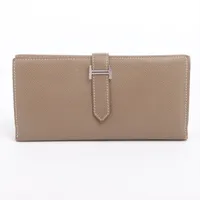 エルメス ベアン デュプリ シェブルミゾル 財布 ブルー シルバー金具