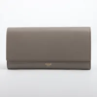 セリーヌ ラージフラップ レザー 財布 グレー ＡＢランク