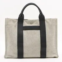 エルメス サックアーネMM トワルアッシュ ブラック シルバー金具