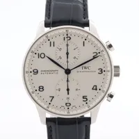 IWC ポルトギーゼ クロノグラフ IW371417 SS×革 AT 白文字盤 ＡＢランク