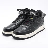 ナイキ AIR FORCE 1 MID レザー ハイカットスニーカー 27.5cm ブラック×ホワイト Ａランク