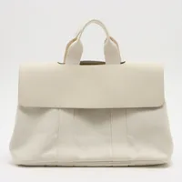 エルメス ヴァルパライソMM トワルシェブロン ホワイト シルバー金具