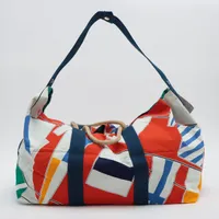 エルメス ビーチバッグ キャンバス×ナイロン マルチカラー シルバー金具