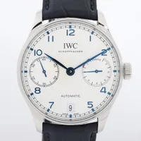 IWC ポルトギーゼ 7DAYS IW500705 SS×革 AT アイスブルー文字盤 Ａランク