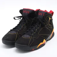 ナイキ AIR JORDAN 7 RETRO スエード ハイカットスニーカー 27.5cm ブラック×オレンジ Ａランク