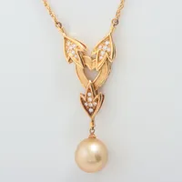 サザンクロス パール ダイヤ ネックレス K18(YG) 約13.5mm