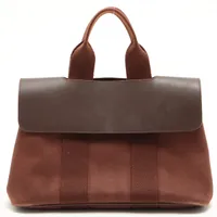 エルメス ヴァルパライソPM トワルシェブロン ブラウン シルバー金具