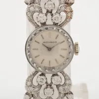 モバード 18K 手巻き シルバー文字盤