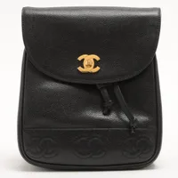 【早い者勝ち】CHANEL トリプルココマーク 黒レザー リュック シャネル 早い者勝ち】CHANEL トリプルココマーク 黒レザー リュック シャネル