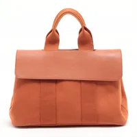 エルメス ヴァルパライソPM トワルシェブロン オレンジ シルバー金具