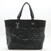 シャネル パリビアリッツ MM ブラック ハンドバッグ CHANEL - シャネル パリビアリッツ トートバック MMブラックの