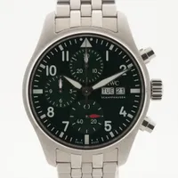 IWC パイロットウォッチ クロノグラフ IW388104 SS AT グリーン文字盤 ＡＢランク