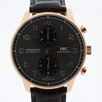 IWC ポルトギーゼ クロノグラフ IW371610 RG×革 AT アイボリー文字盤 ＡＢランク