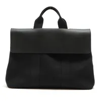 エルメス ヴァルパライソMM トワルシェブロン×レザー ブラック シルバー金具 Ａランク