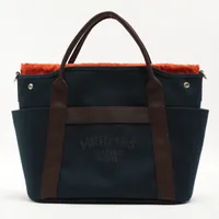 エルメス サックドパンサージュグルーム キャンバス ネイビー シルバー金具 ＡＢランク
