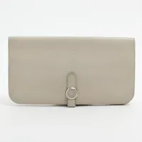 エルメス ドゴン ロング トゴ 財布 アイボリー シルバー金具