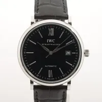 IWC ポートフィノ IW356502 SS×革 AT 黒文字盤 Ａランク