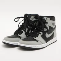 ナイキ AIR JORDAN 1 RETRO HIGH OG レザー ハイカットスニーカー 26cm ブラック×グレー ＡＢランク