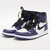 ナイキ AIR JORDAN 1 RETRO HIGH OG レザー ハイカットスニーカー 26cm パープル ＡＢランク