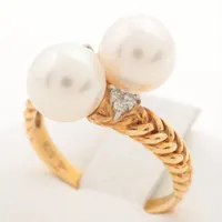 水野薫子 パール ダイヤ リング K18(YG)×Pt 約8.0mm
