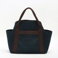 エルメス サックドパンサージュ グルーム キャンバス ネイビー シルバー金具