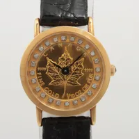 ノーブランド コインウォッチ 18K×革 QZ シャンパン文字盤