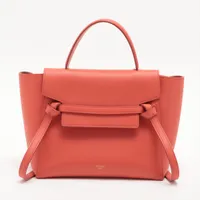セリーヌ ベルトバッグ レザー 2WAYハンドバッグ レッド