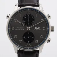 IWC ポルトギーゼ クロノグラフ ラトラパンテ ブティック・ルー・ド・ラペ IW371216 SS×革 手巻き アイボリー文字盤 ＡＢランク