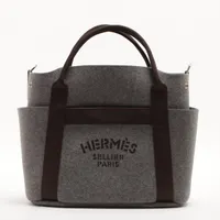 エルメス サックドパンサージュ グルーム フェルト グレー シルバー金具 Ａランク