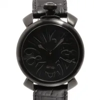 ガガミラノ マヌアーレ48mm SS×革 手巻き 黒文字盤 Ｂランク