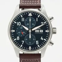 IWC パイロットウォッチ クロノグラフ プティ プランス IW377714 SS×革 AT 青文字盤 ＡＢランク