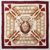 エルメス カレ90 AUX CHAMPS フィールドへ シルク スカーフ ワイン