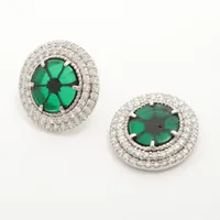 ノンブランド トラピッチェエメラルド ダイヤ ピアス Pt900×K18 B