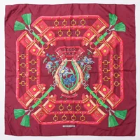 エルメス カレ90 AUX CHAMPS フィールドへ シルク スカーフ ワイン